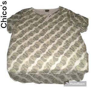 Chico’s top size 2 CIRCLE CHAINS double layer sheer arms